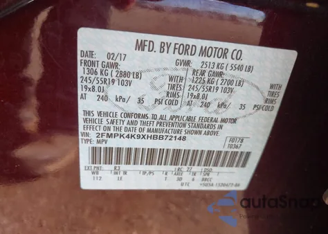 2017 Ford Edge Titanium из США, поврежденный, VIN 2FMPK4K9XHBB72148